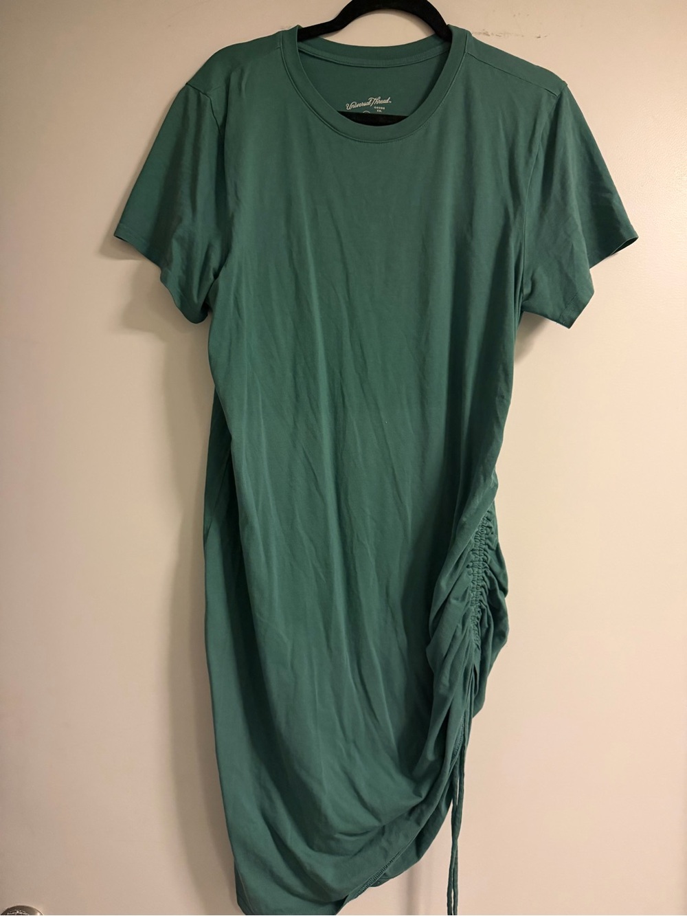 Universal Thread Green Side-Ruched Midi T-Shirt Dress